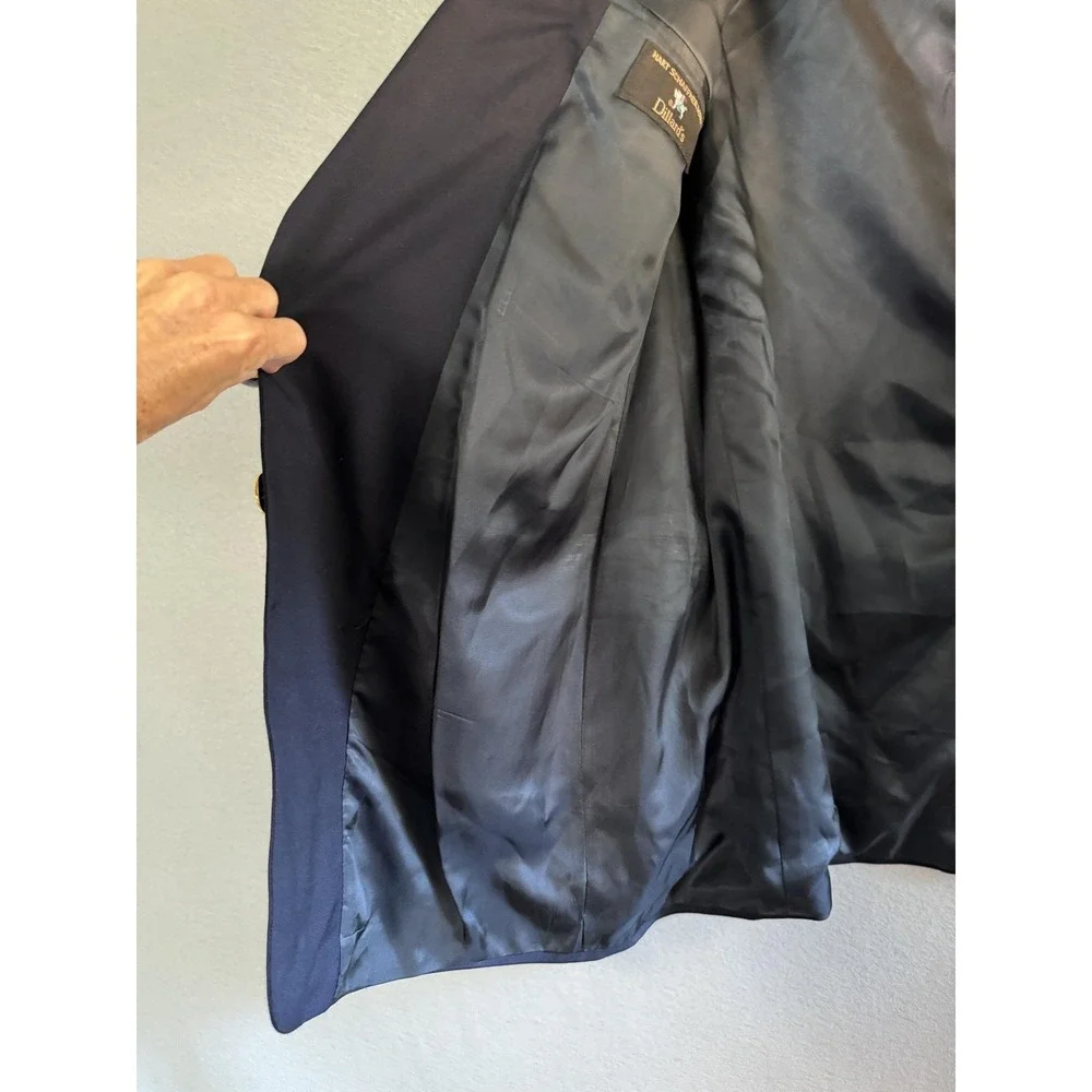 Hart Schaffner Marx Blazer Sport Coat Mens 48L Blue Gold Button USA Jacket